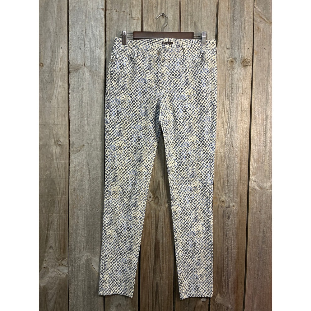 J.McLaughlin Blue Snakeskin Print Womens 8 Stretch Cotton Skinny Ankle